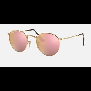 Ray-Ban Round Gold with Pink Mirrored Lenses